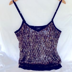 NWT GUESS Stunning Classic VINTAGE Beaded Black & Brown Lined Top Size Medium